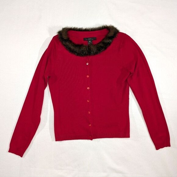 Silx Faux Fur Collar Red Cardigan - Small - Picture 2 of 6